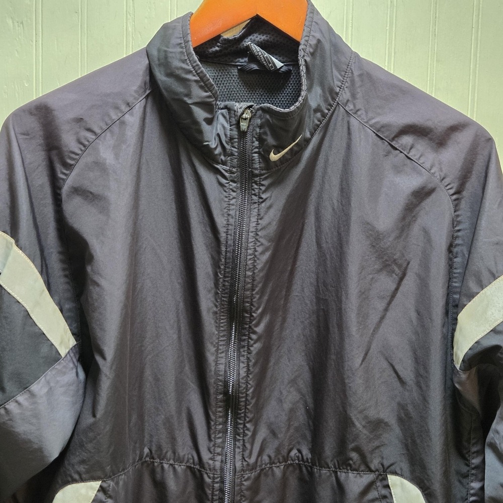 Nike Clima-FIT Jacket Mens Large Black Full Zip Reflective Windbreaker Running